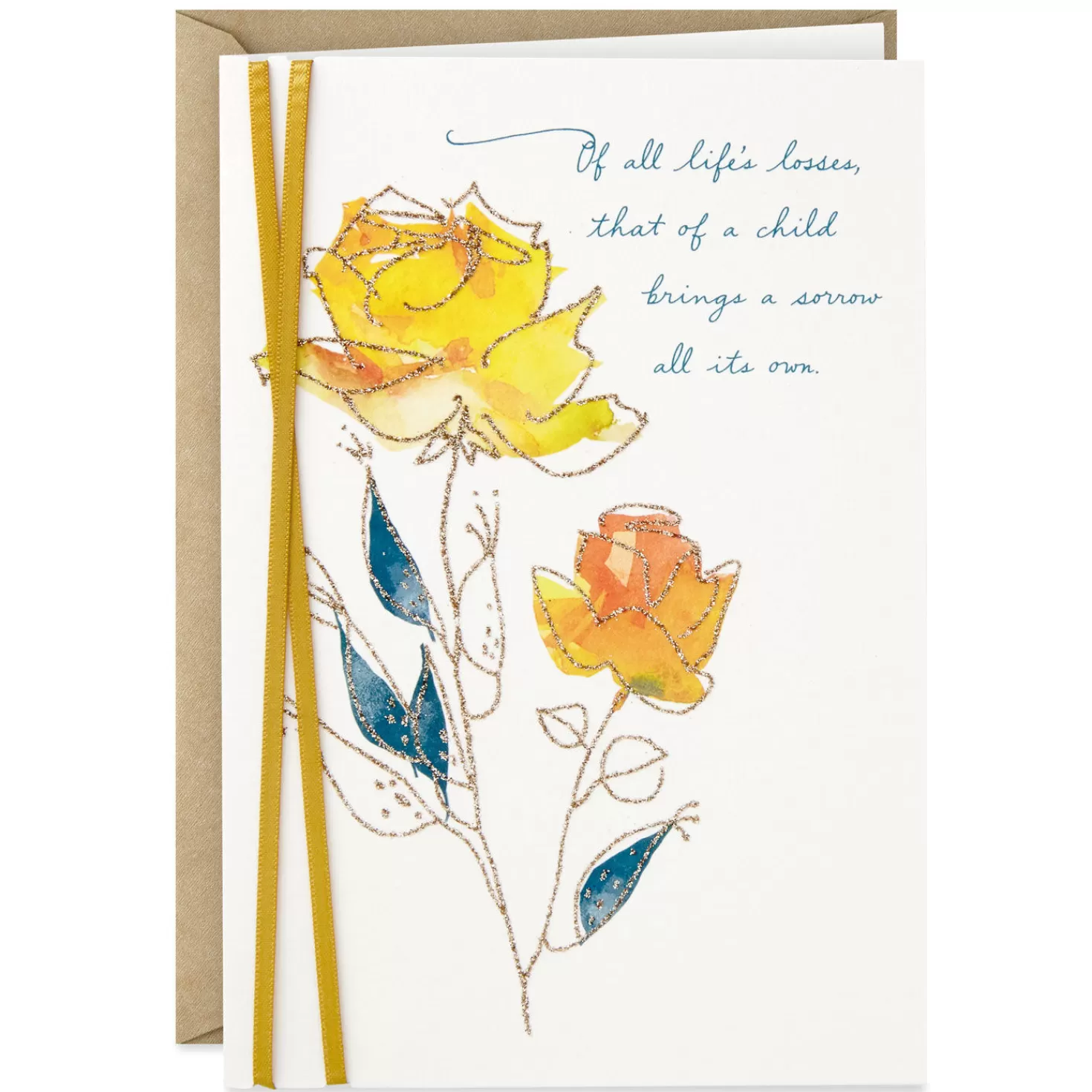 Cheap Yellow Roses Sympathy Card For Loss Of Child Sympathy