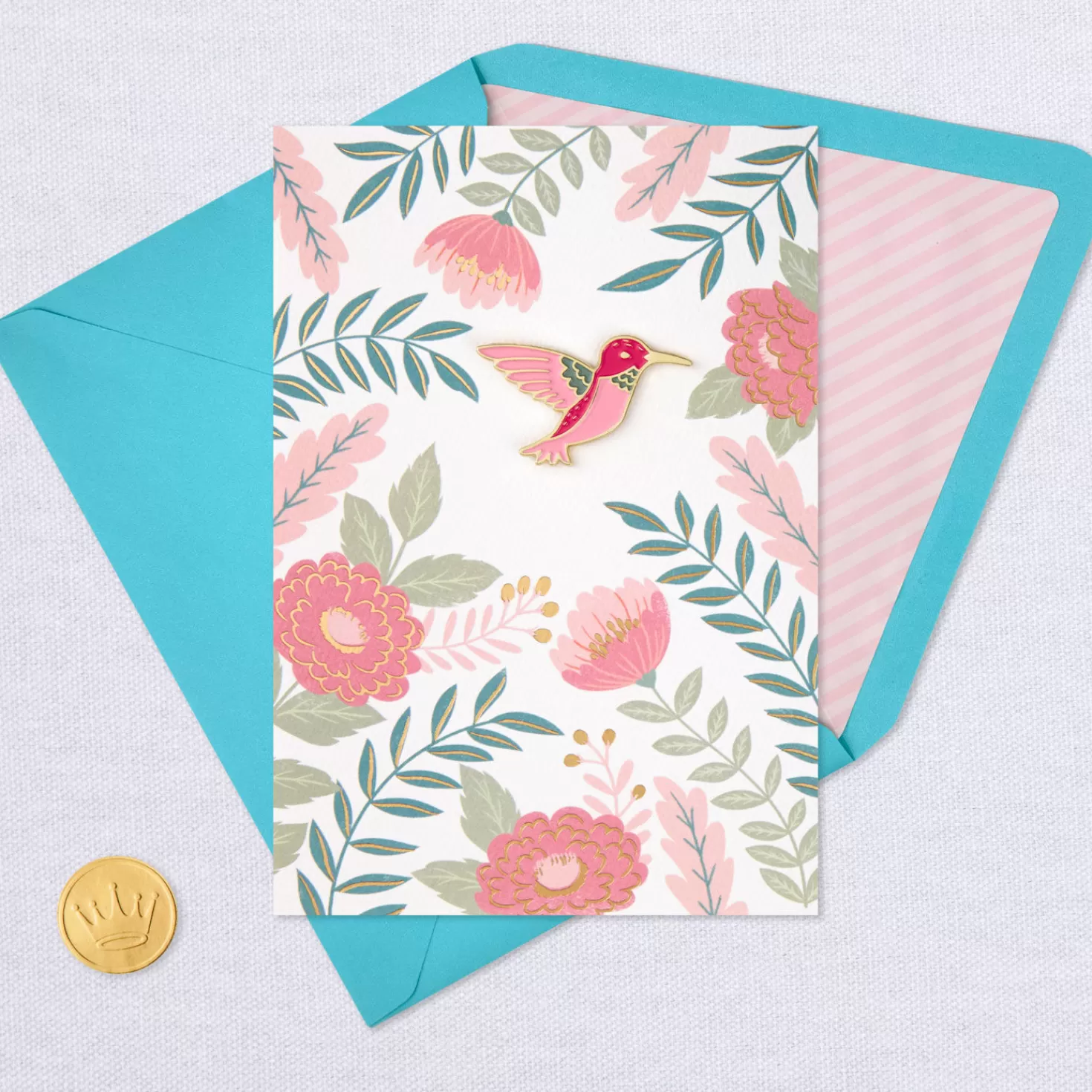 Birthday>Hallmark You Bring Happiness Birthday Card For Her With Enamel Hummingbird Pin