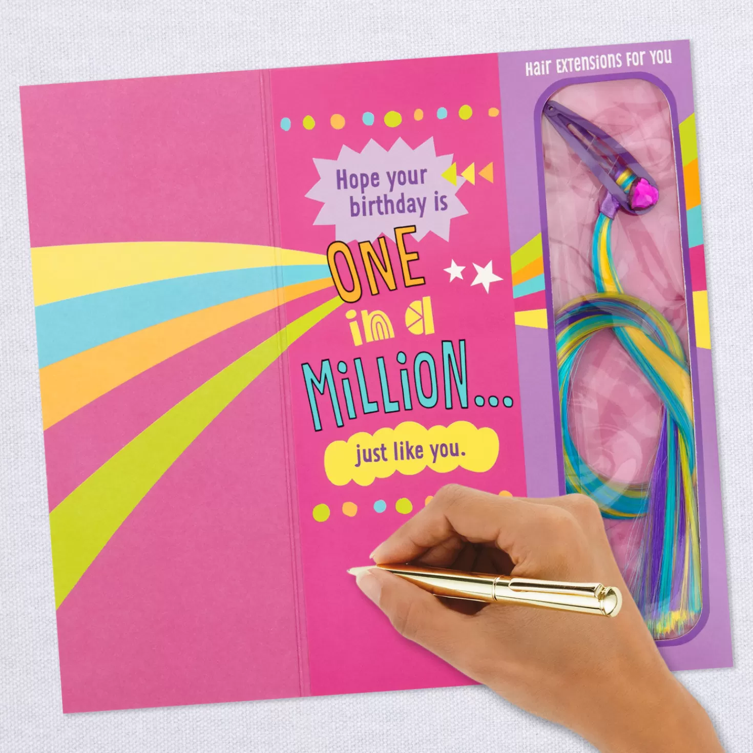 Birthday>Hallmark You Stand Out Birthday Card With Hair Clip And Extensions