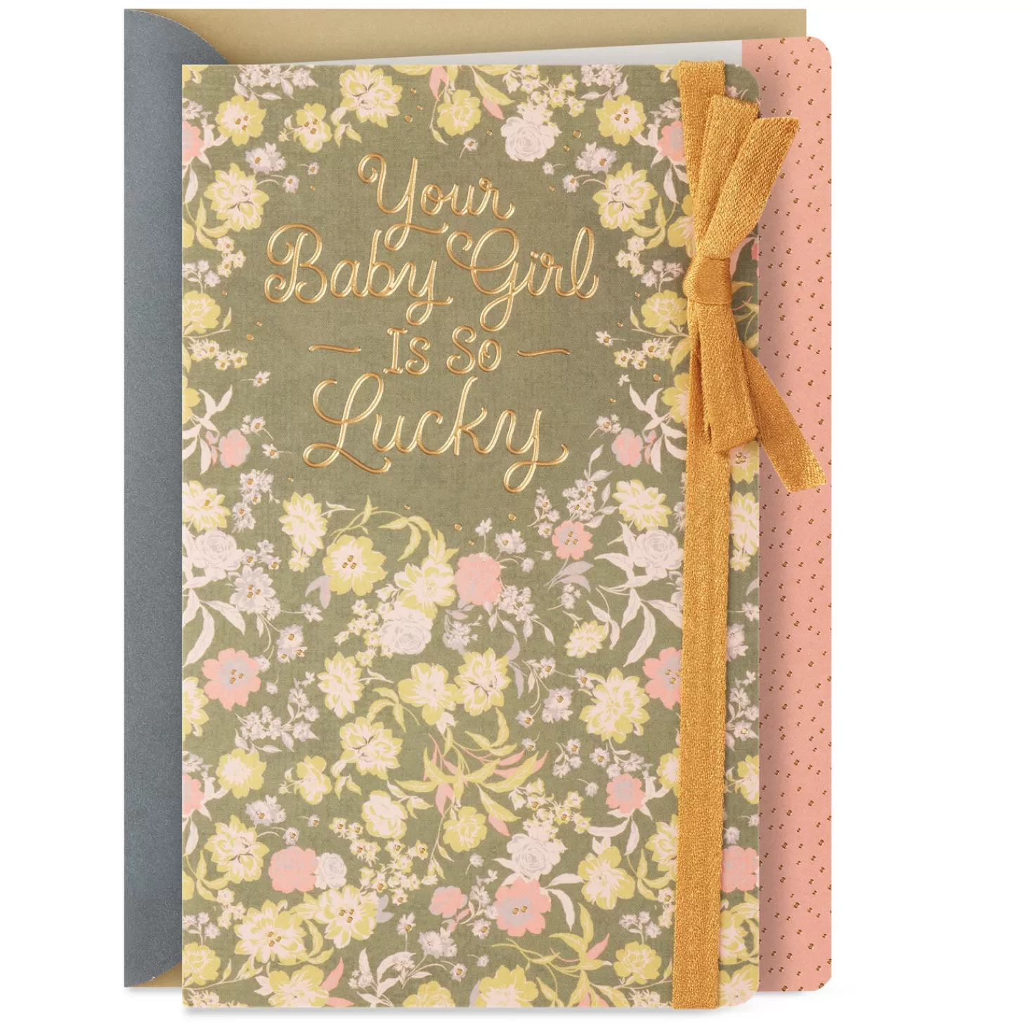 Baby>Hallmark Your Baby Girl Is So Lucky New Baby Card